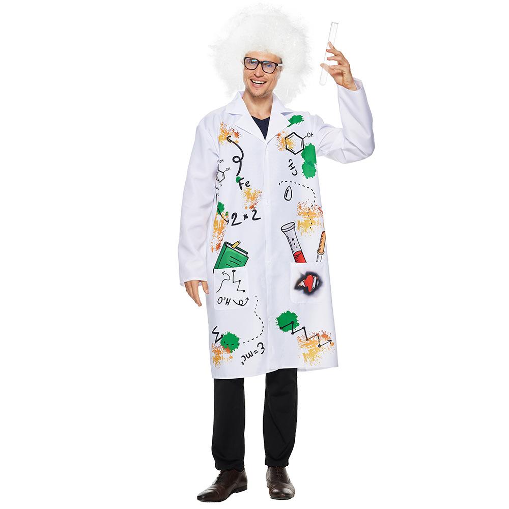 BuyMad Scientist Coat with Wig Halloween carnival costume for Adult Now Cheaper With 3 - 5 Days Ship - PajamasBuy