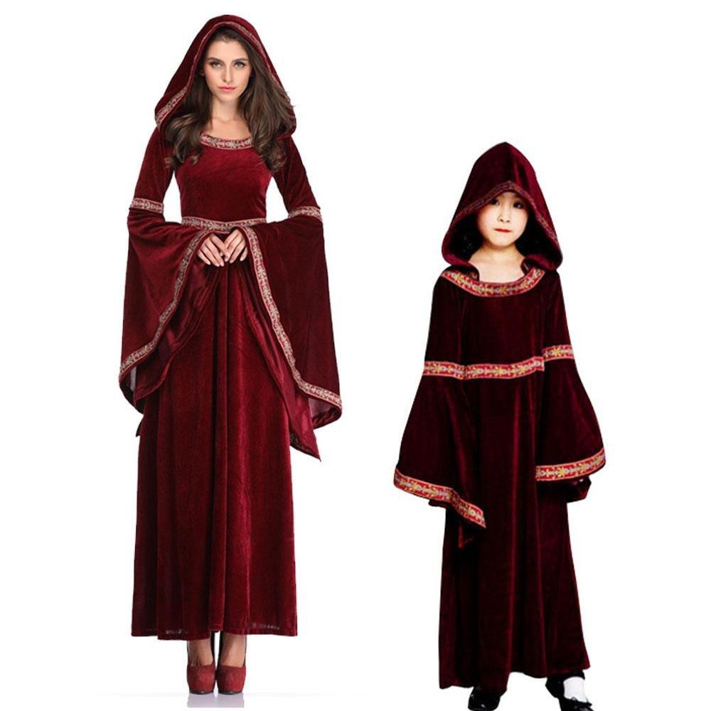 Medieval Halloween costume Victorian dress Renaissance burgundy dress - Pajamasbuy