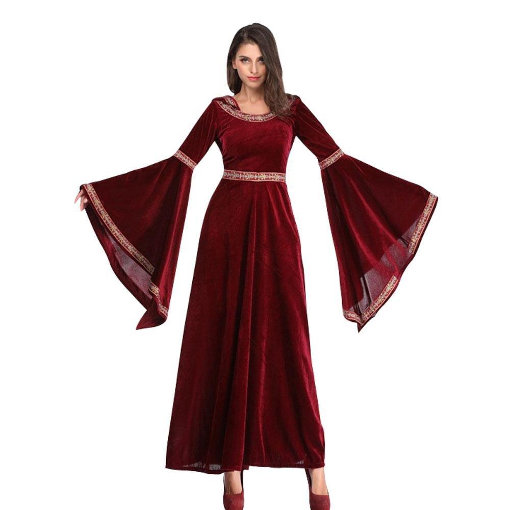 Medieval Halloween costume Victorian dress Renaissance burgundy dress - Pajamasbuy