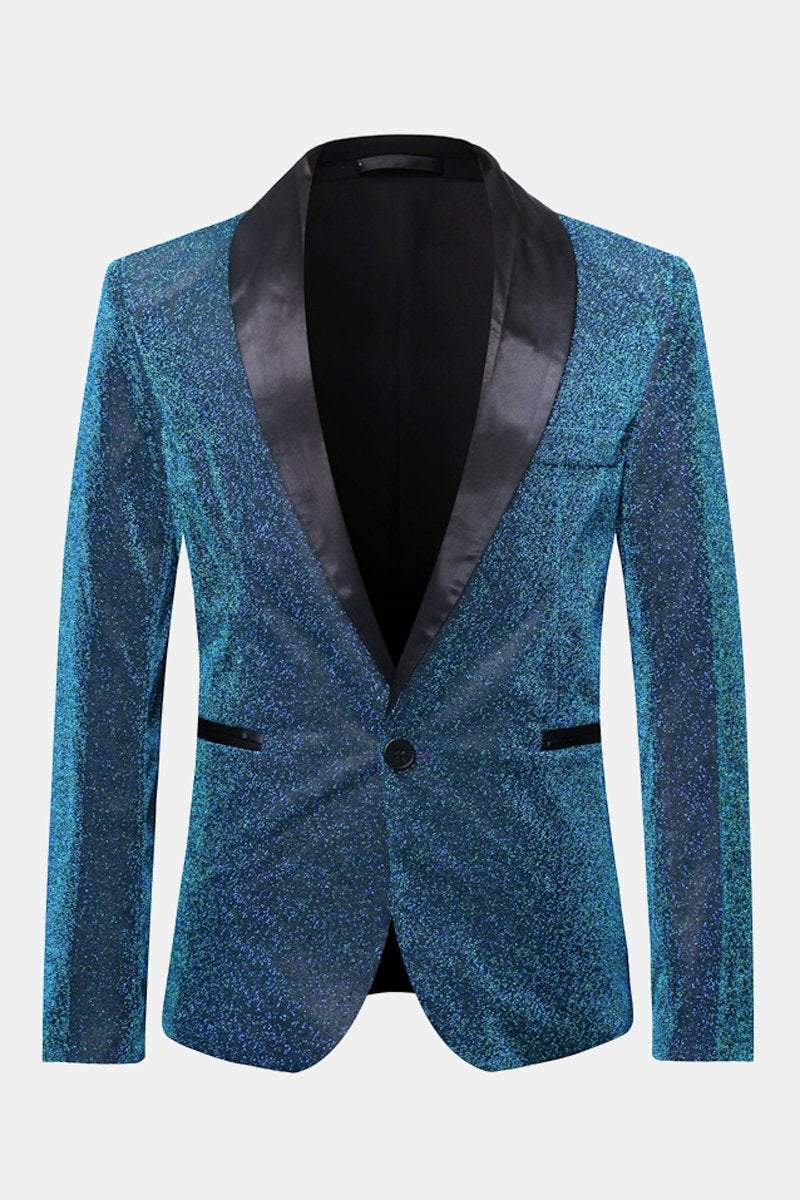 Men's Sequin Suit Jackets Slim Fit Shiny Blazer Coats Dinner Party Bar Host Wedding Formal Dress Coat - Pajamasbuy