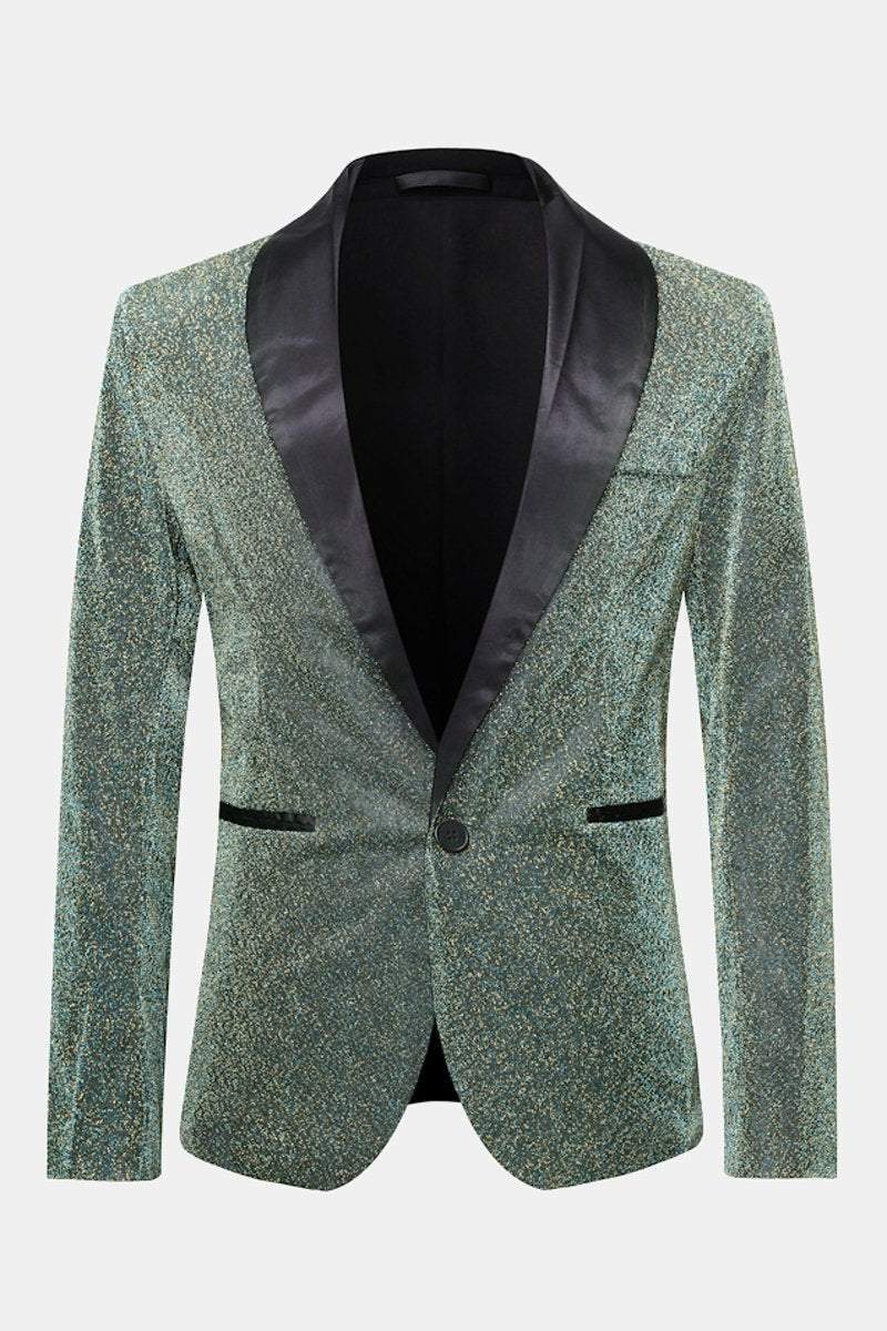 Men's Sequin Suit Jackets Slim Fit Shiny Blazer Coats Dinner Party Bar Host Wedding Formal Dress Coat - Pajamasbuy