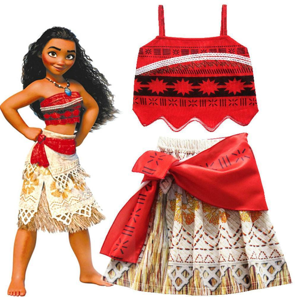 BuyMoana Cosplay Costume Sling Tops Skirt Sets for Girl Toddler Now Cheaper With 3 - 5 Days Ship - PajamasBuy