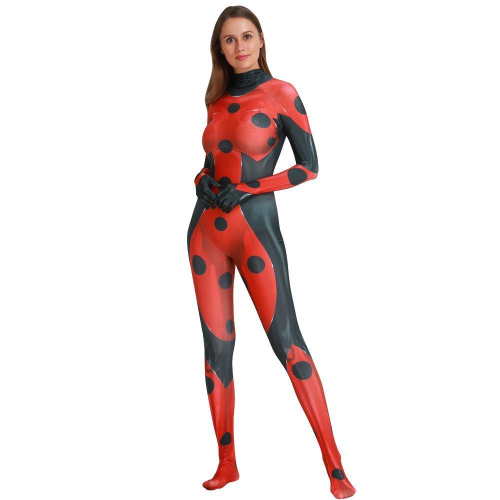 BuyMrBug Female Halloween Cosplay Miraculous Ladybug Costume Zentai Bodysuit Now Cheaper With 3 - 5 Days Ship - PajamasBuy