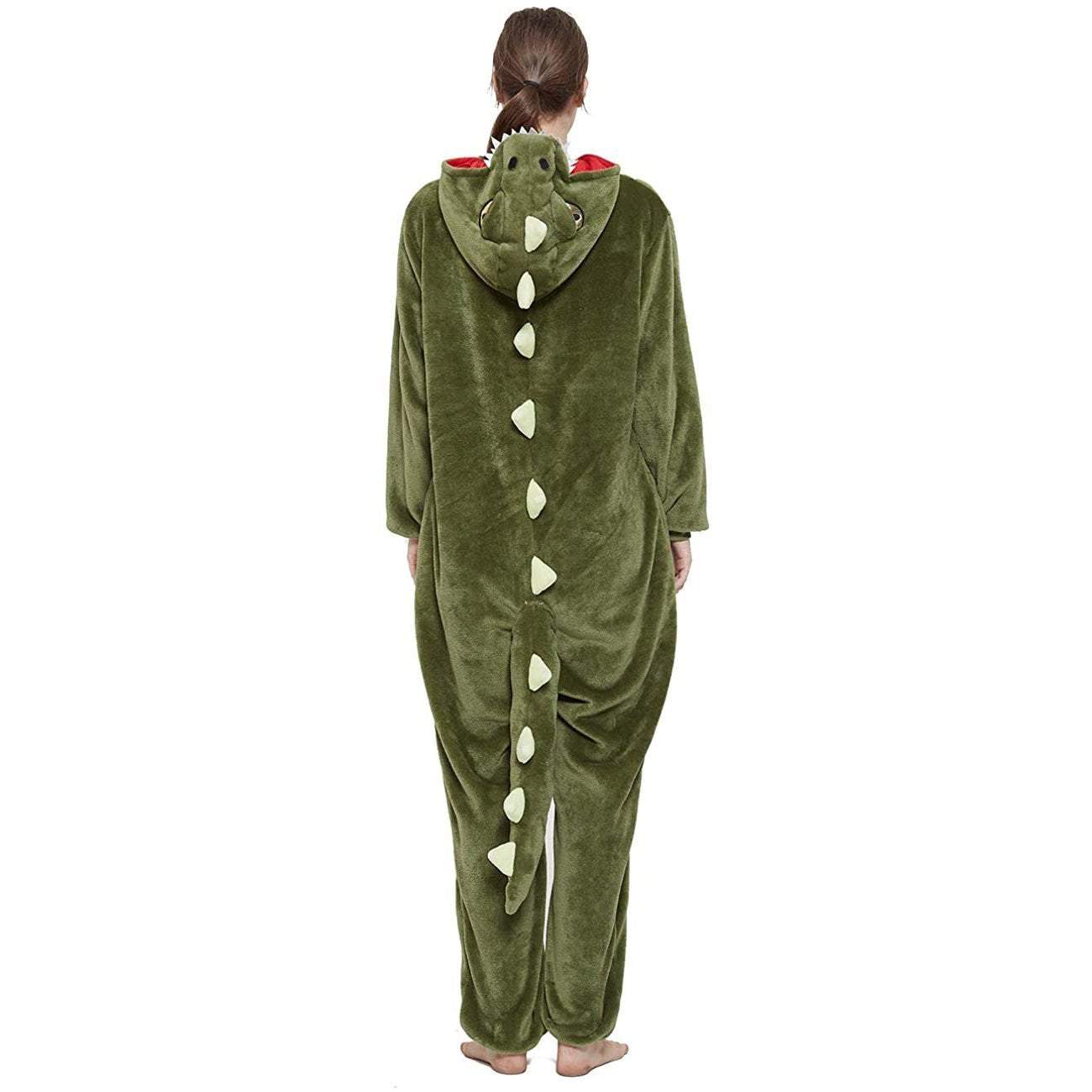 BuyOnesie Kigurumi Pajamas Print New green dinosaur Adult's Flannel Winter Sleepwear Animal Costume Now Cheaper With 3 - 5 Days Ship - PajamasBuy