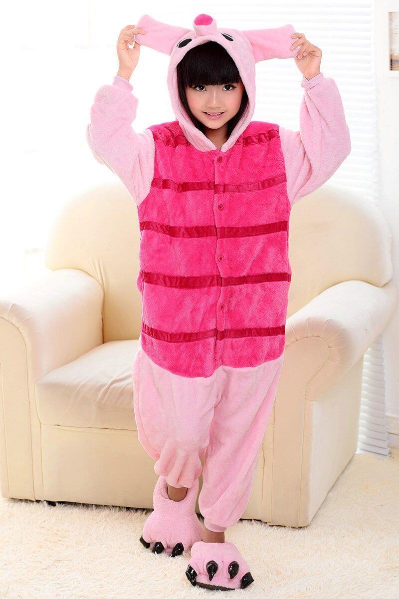 Piglet Pink Pig Kids Onesies Hoodie Pajamas Kigurumi Costume - Pajamasbuy