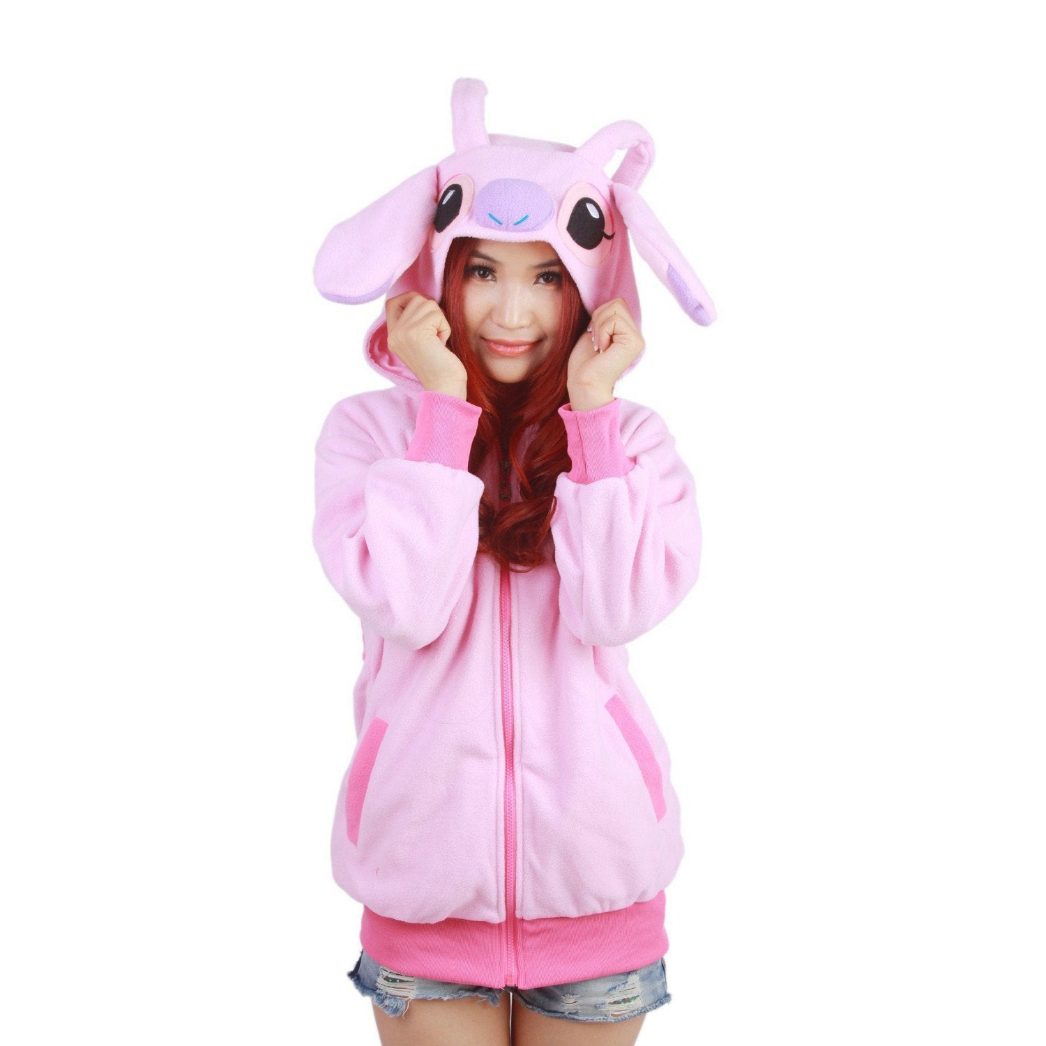 BuyPink Stitch Long Sleeve Cartoon Kigurumi Cotton Hoodie Coat Jacket Now Cheaper With 3 - 5 Days Ship - PajamasBuy