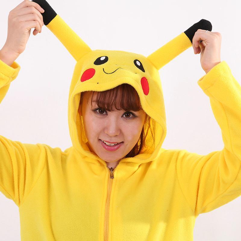 BuyPokemon Pikachu Costume Long Sleeve Cartoon Kigurumi Fleece Hoodie Coat Jacket Now Cheaper With 3 - 5 Days Ship - PajamasBuy