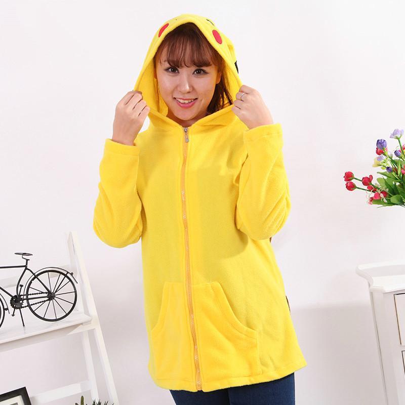 BuyPokemon Pikachu Costume Long Sleeve Cartoon Kigurumi Fleece Hoodie Coat Jacket Now Cheaper With 3 - 5 Days Ship - PajamasBuy