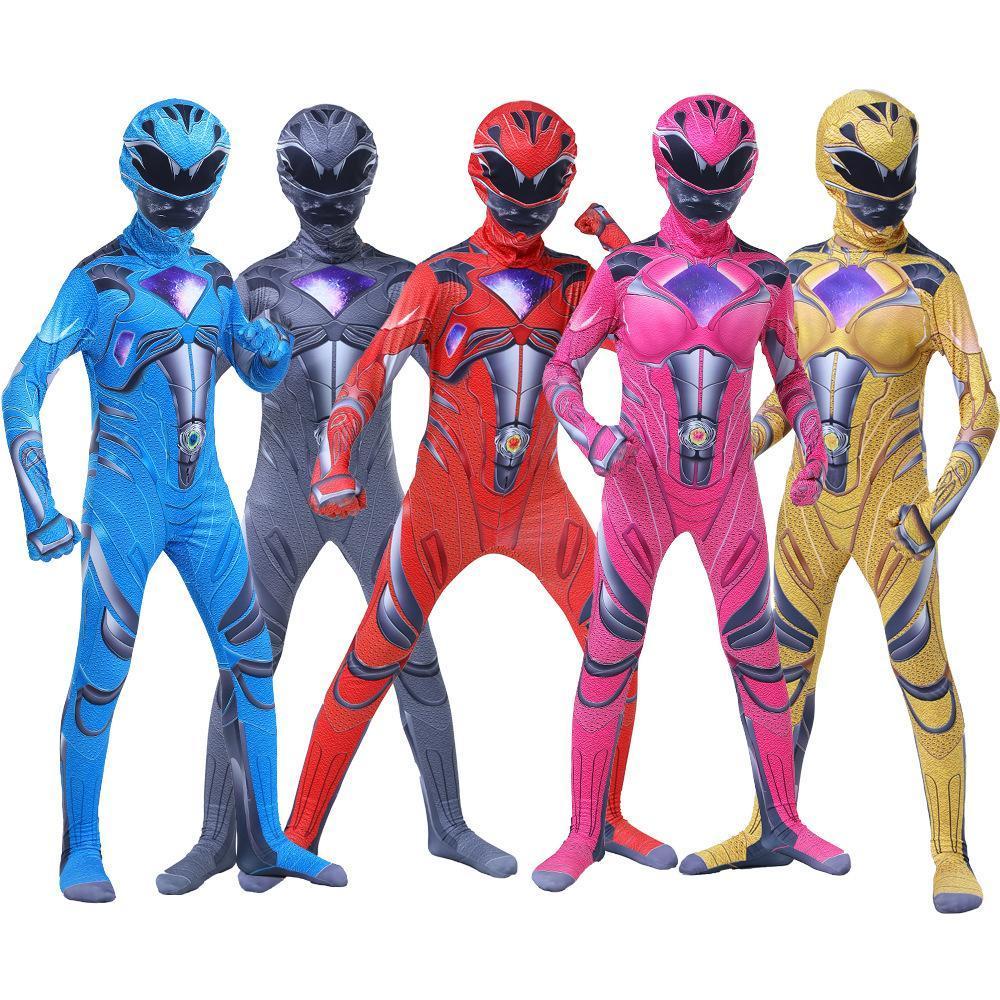 BuyPower Rangers Cosplay Costume Dinosaur Suit Halloween Superhero Jumpsuit Outfit Dress Up For Kids Adult Now Cheaper With 3 - 5 Days Ship - PajamasBuy