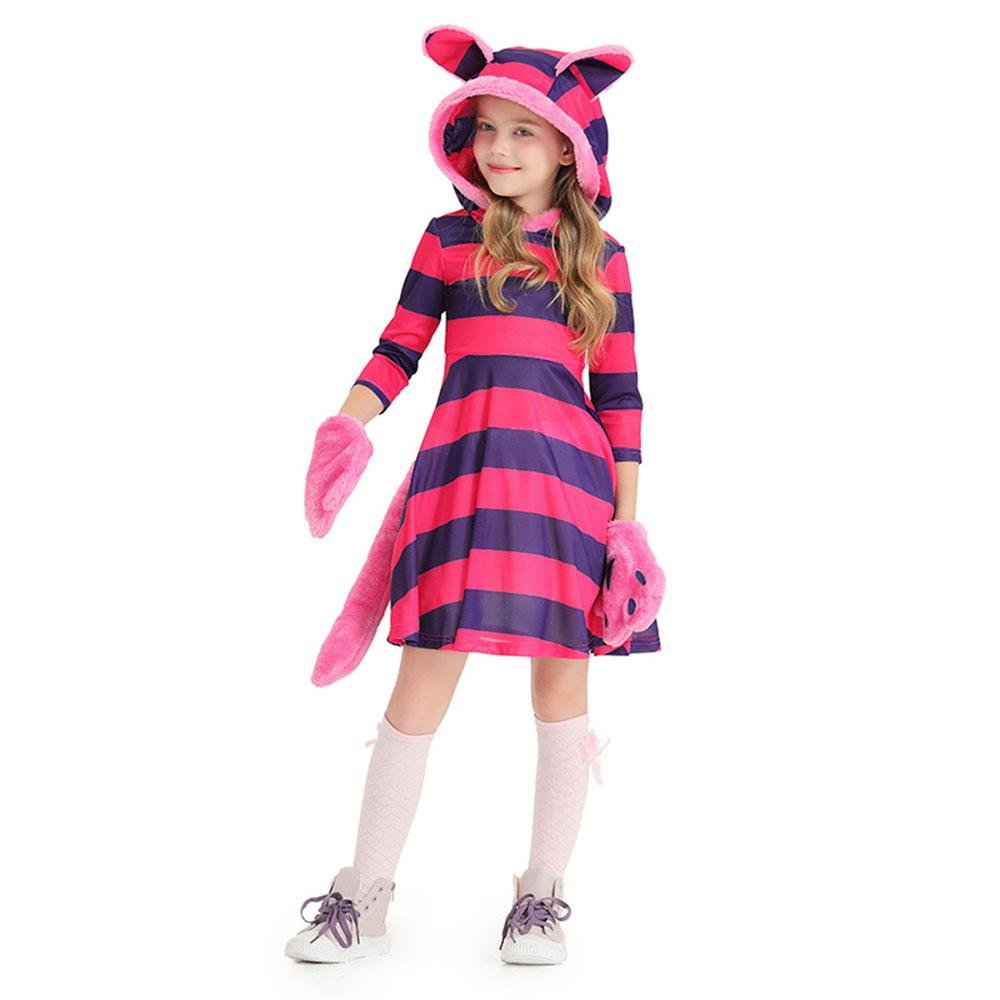 BuyPurple Striped The Cheshire Cat Dress Halloween Outfits Carnival Cosplay Costume For Kids Now Cheaper With 3 - 5 Days Ship - PajamasBuy