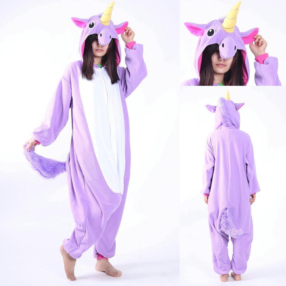 Purple Unicorn Onesie Kigurumi Pajama Hoodie Cosplay Costume - Pajamasbuy