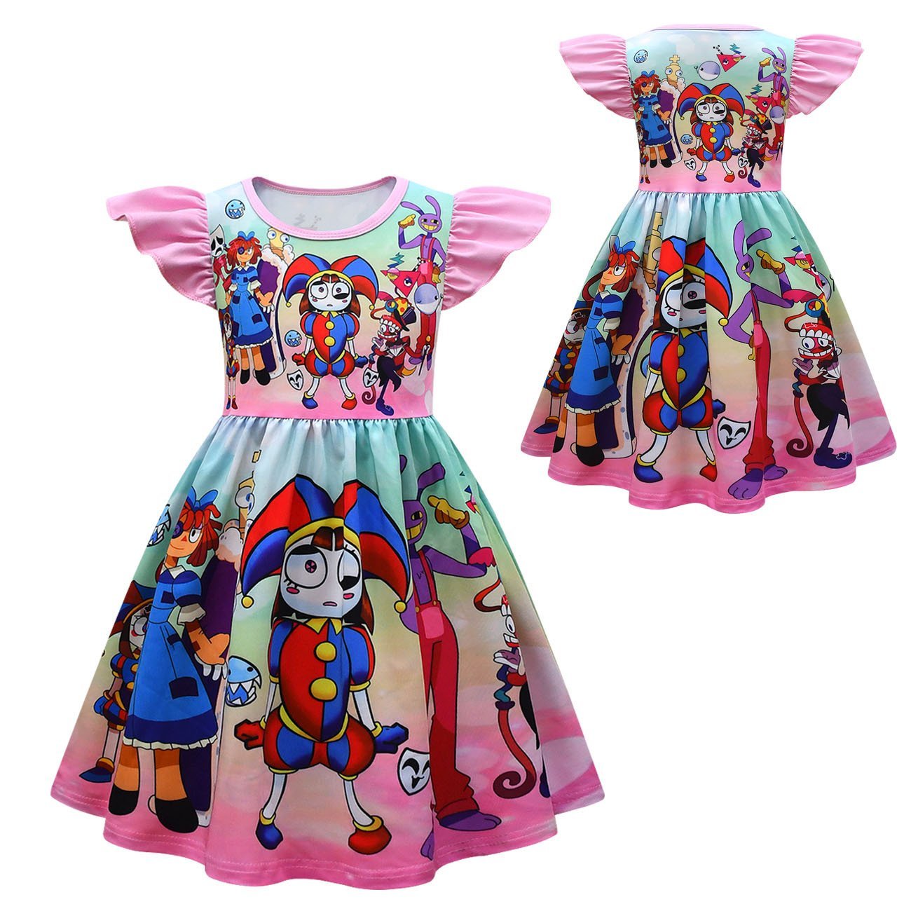 BuyRagatha Pomni Flying Sleeve Dress The Amazing Digital Circus Costumes Printing Kids Now Cheaper With 3 - 5 Days Ship - PajamasBuy