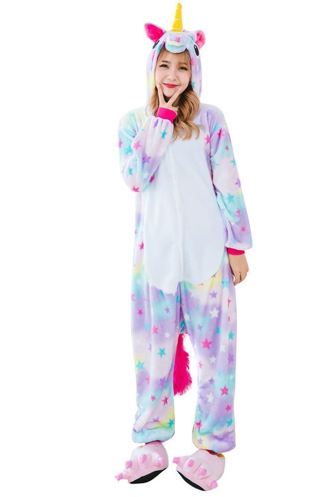 BuyRainbow Unicorn Adult Unisex Pajamas Costume Onesie Kigurumi Now Cheaper With 3 - 5 Days Ship - PajamasBuy