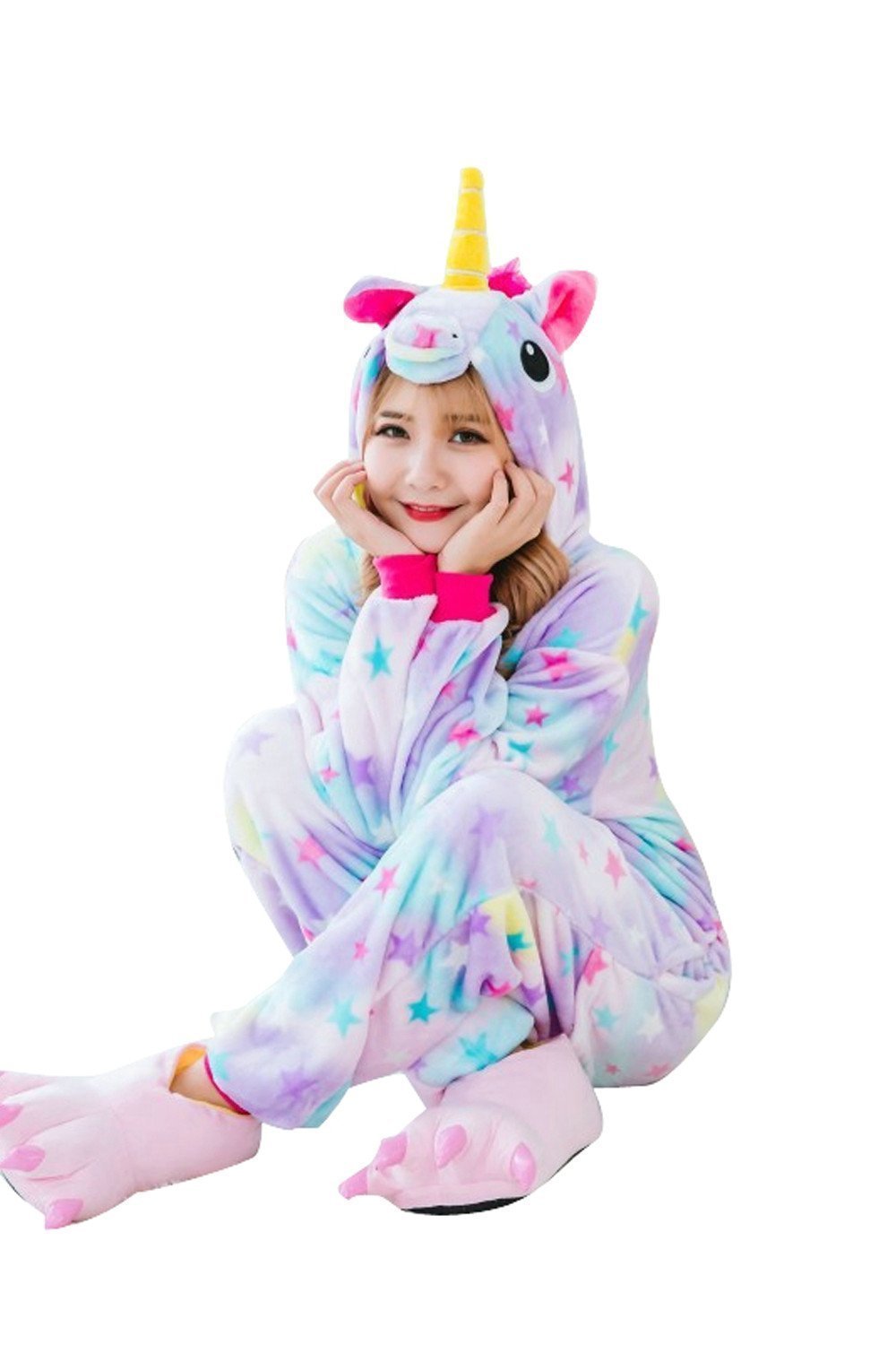 BuyRainbow Unicorn Adult Unisex Pajamas Costume Onesie Kigurumi Now Cheaper With 3 - 5 Days Ship - PajamasBuy