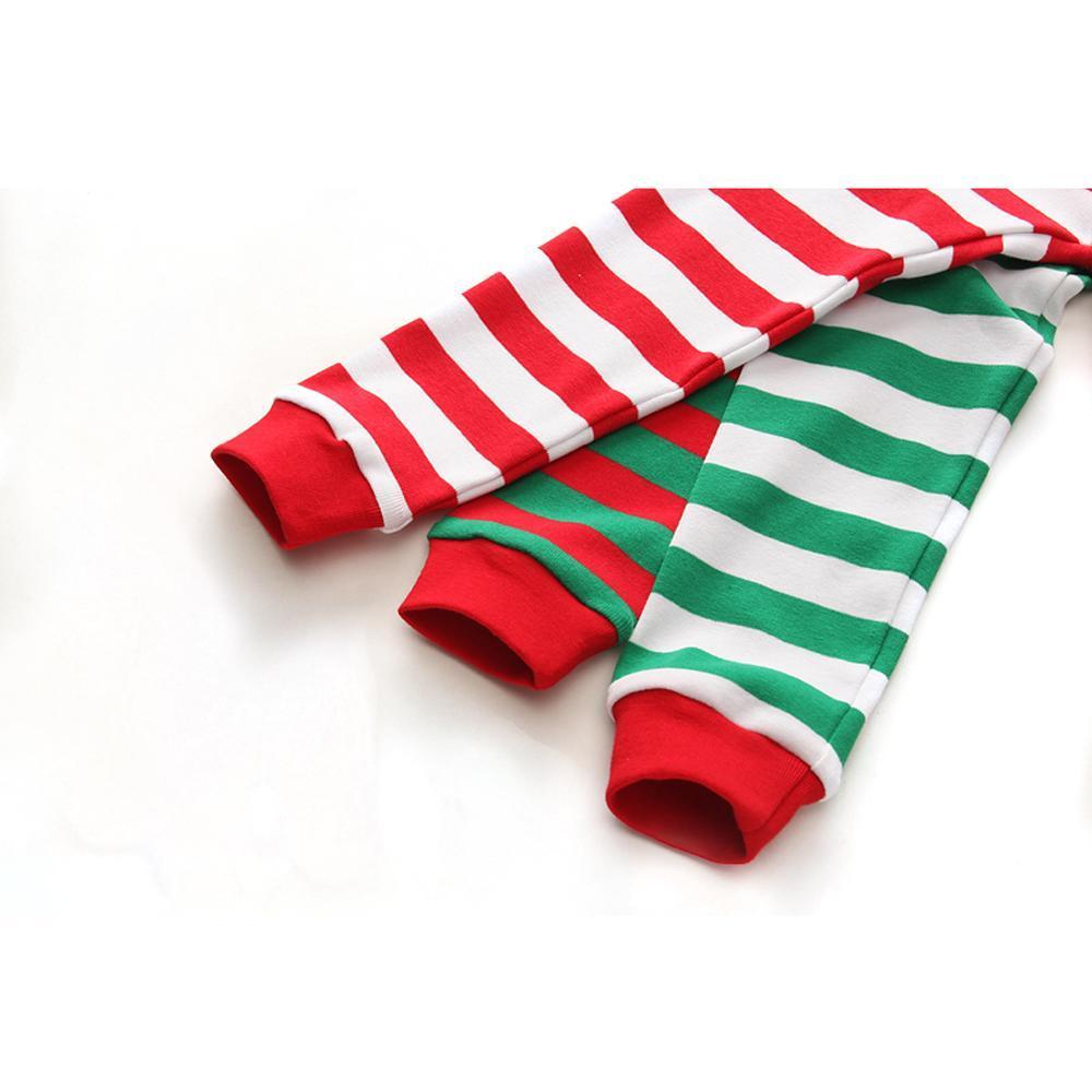 BuyRed Green Christmas Kids Sleepwear Stripes Top Pants Pajamas Set Now Cheaper With 3 - 5 Days Ship - PajamasBuy