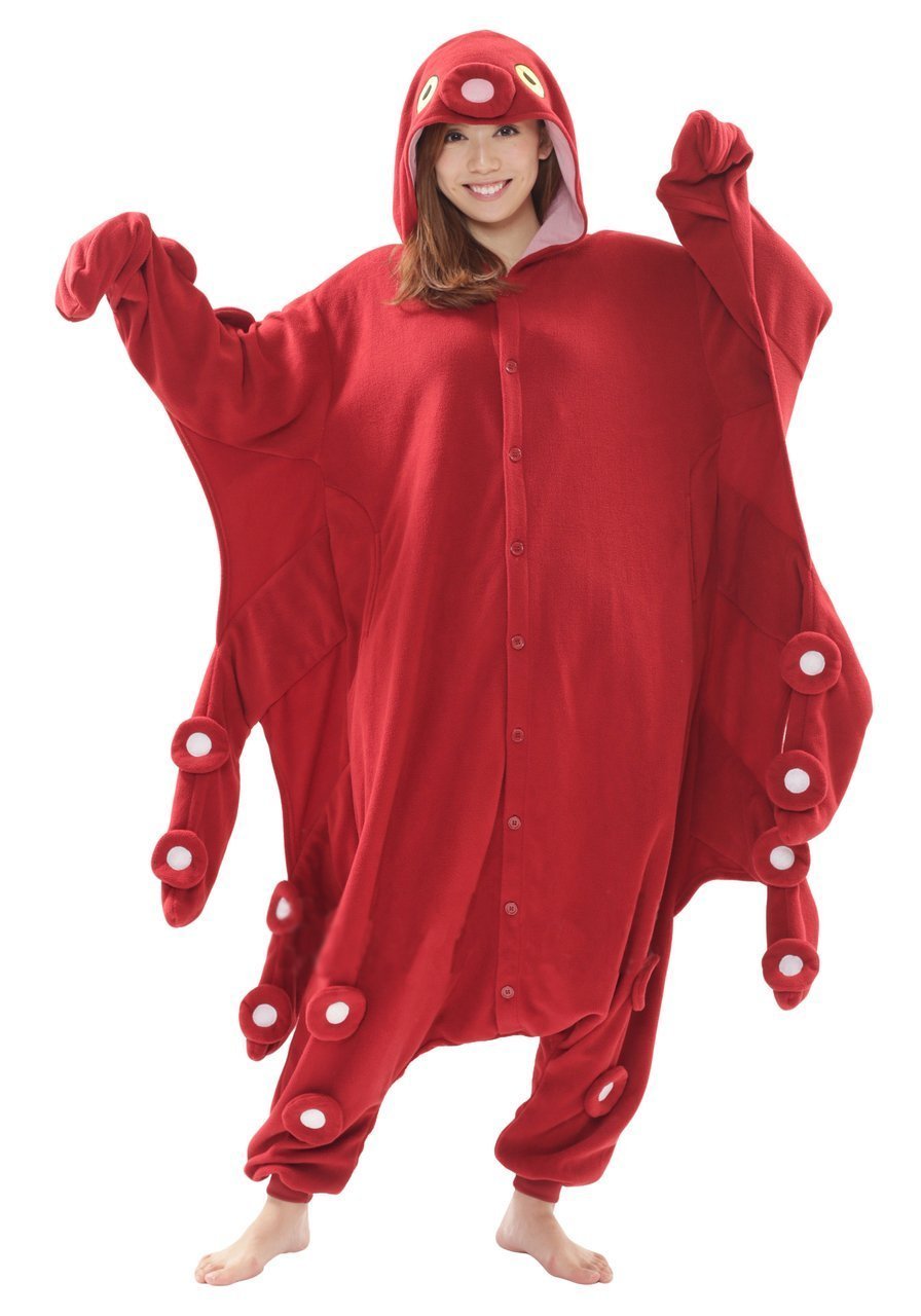 BuyRed Octopus Animal Kigurumi Onesies Pajamas Costume Now Cheaper With 3 - 5 Days Ship - PajamasBuy