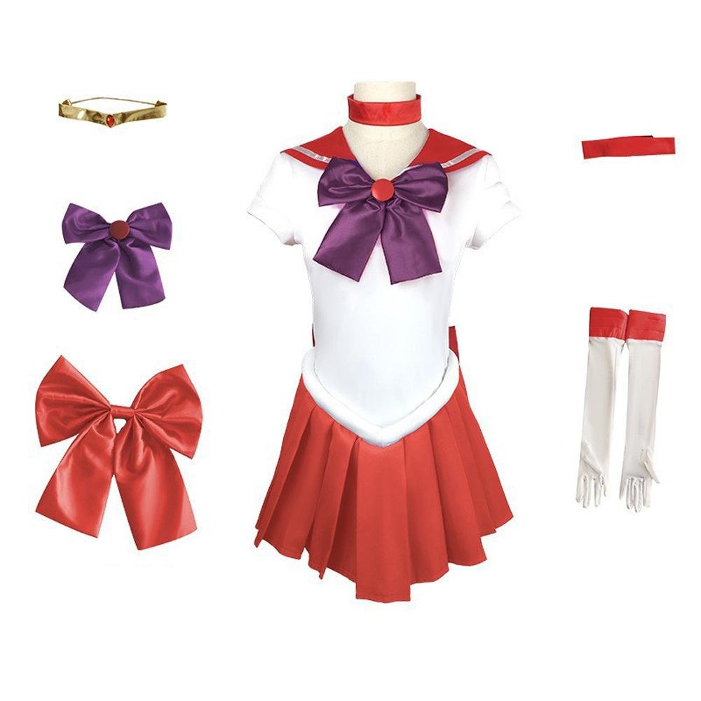 BuySailor Moon Hino Rei Sailor Mars Cosplay Costume Red Uniform Dress Outfits Halloween Now Cheaper With 3 - 5 Days Ship - PajamasBuy