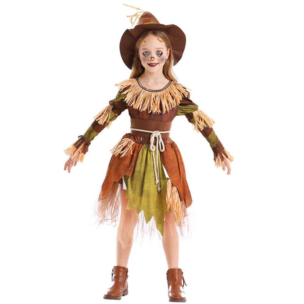 BuyScarecrow Cosplay Costume Halloween Role - Playing Outfit with Dress and Hat for Kids Girls Now Cheaper With 3 - 5 Days Ship - PajamasBuy