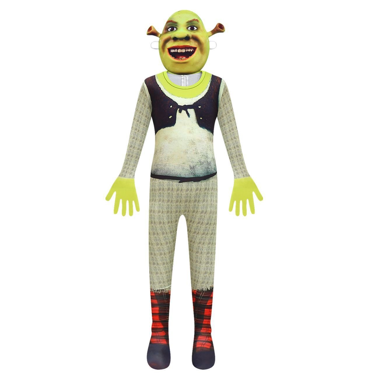 BuyShrek Costume Cosplay Jumpsuit with Mask Bag for Kids Halloween Now Cheaper With 3 - 5 Days Ship - PajamasBuy