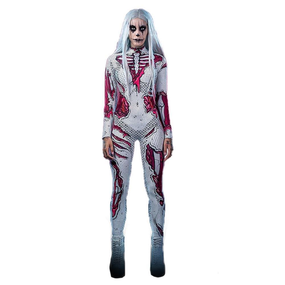 Skeleton Costumes Halloween Horror Zombie Cosplay Jumpsuit for Women's Carnival Bodysuit Adult Zentai - Pajamasbuy