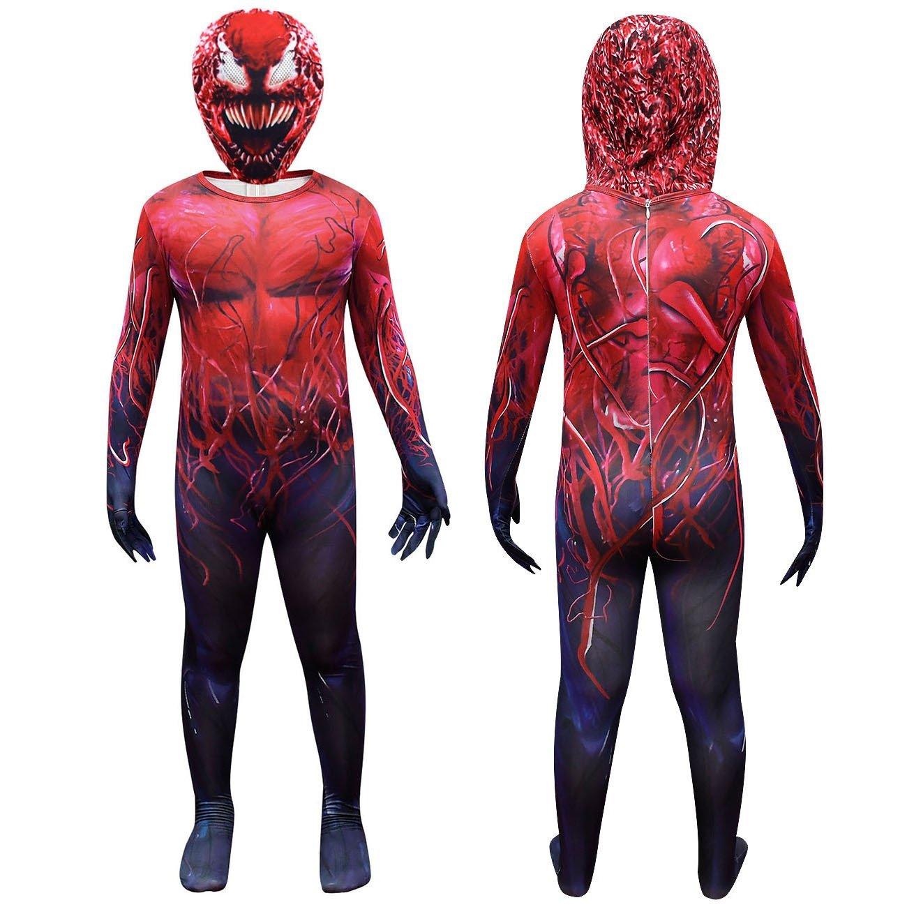 Spider - Man CARNAGE RED VENOM Costume For Kids Deluxe Zentai Cosplay Jumpsuits With Head Mask Halloween - Pajamasbuy