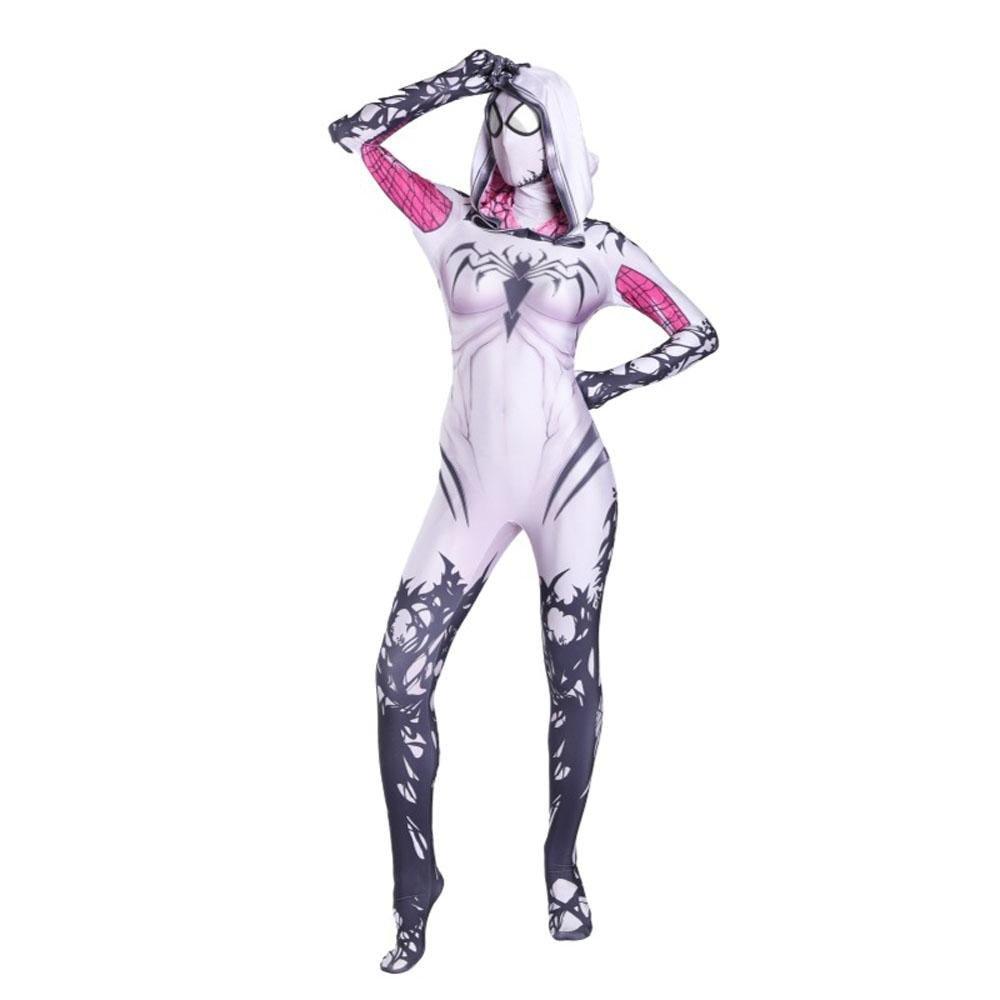 Spider - man Gwen Stacy Costume Costume Zentai Jumpsuit Bodysuit Adult Kids - Pajamasbuy