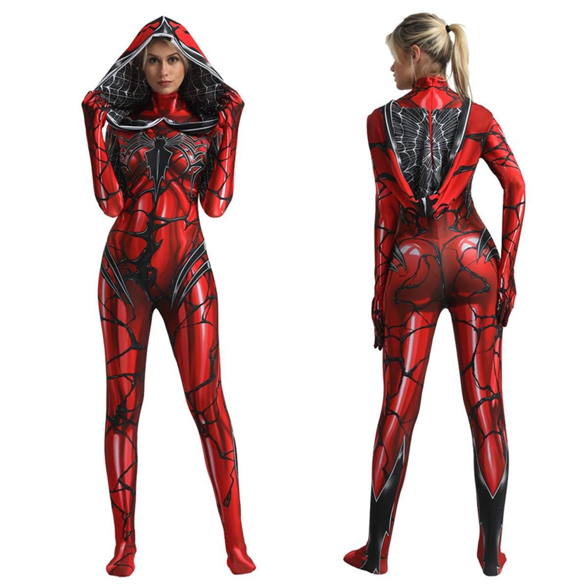 Spider - Man Venom Spider - Gwen Stacy Jumpsuit Lady Carnage Hooded Cosplay Costume Halloween - Pajamasbuy