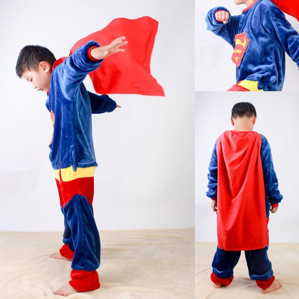 BuySuper Hero Superman Kids Onesies Pajamas Kigurumi Costume Now Cheaper With 3 - 5 Days Ship - PajamasBuy