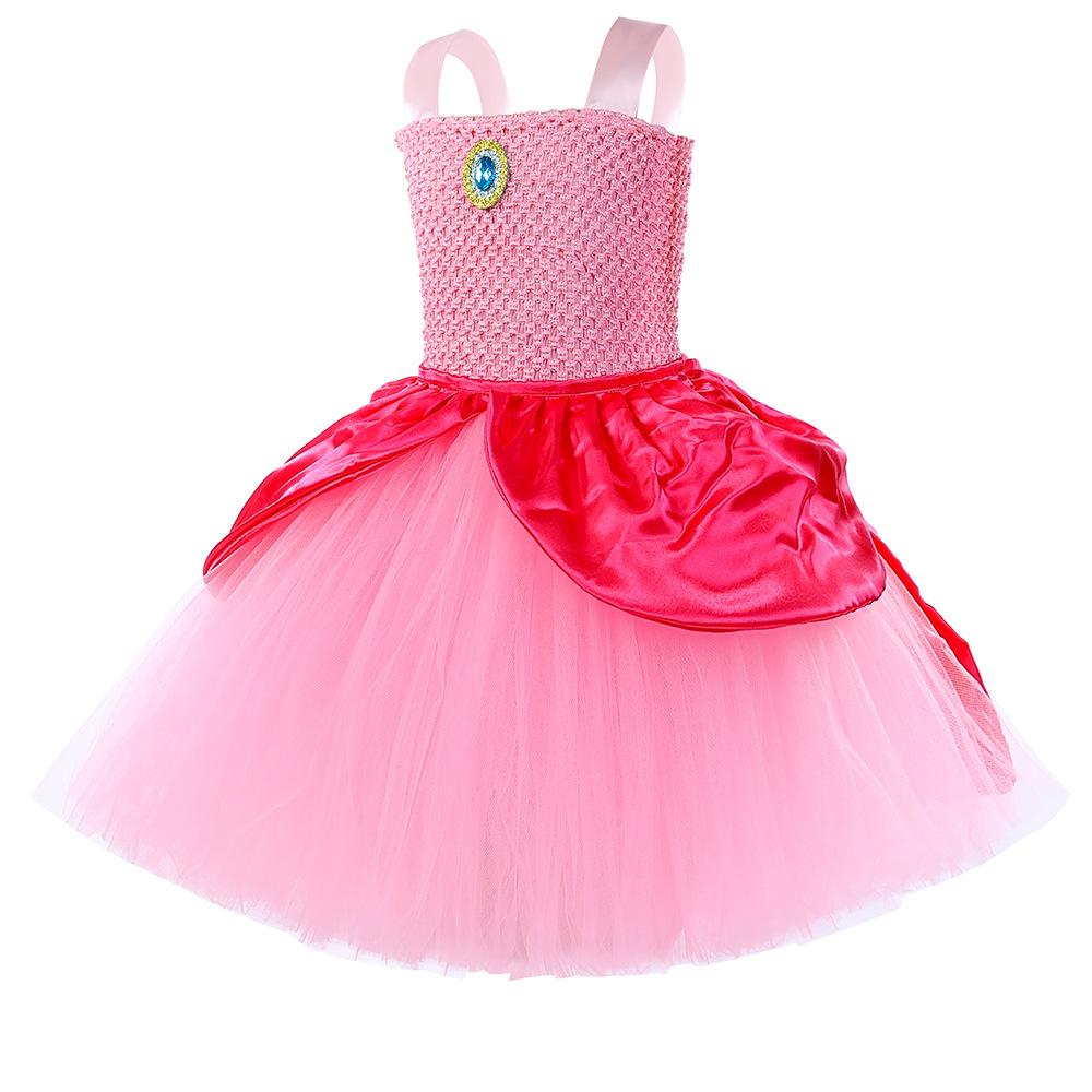 BuySuper Mario Bros Princess Peach Kids dress TUTU party dress cosplay Now Cheaper With 3 - 5 Days Ship - PajamasBuy