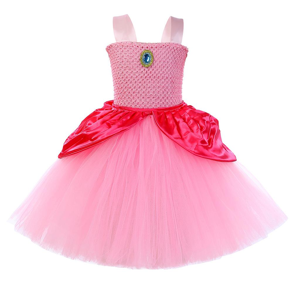 BuySuper Mario Bros Princess Peach Kids dress TUTU party dress cosplay Now Cheaper With 3 - 5 Days Ship - PajamasBuy