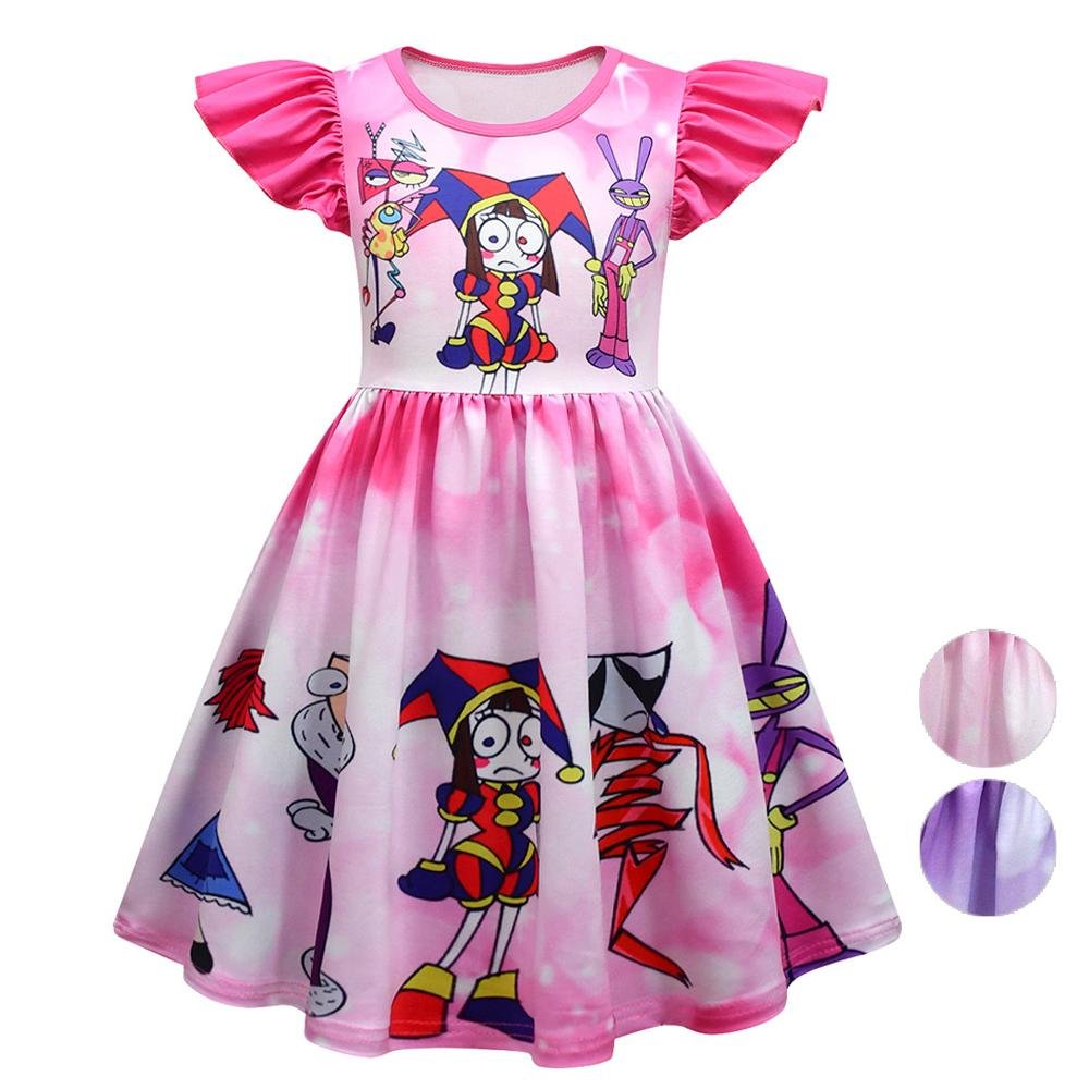 BuyThe Amazing Digital Circus Printing Girls' Flying Sleeve Dress For Kids Now Cheaper With 3 - 5 Days Ship - PajamasBuy