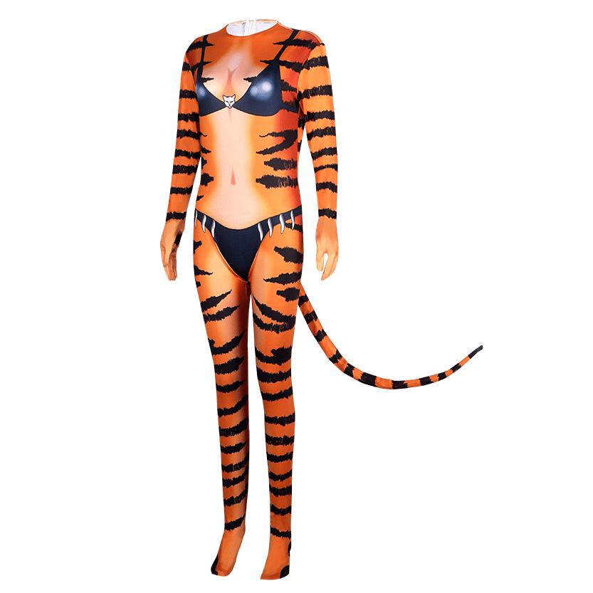 BuyTiger Stripes Animal Cosplay Zentai Costume Jumpsuit Bodysuit Outfits Adult Now Cheaper With 3 - 5 Days Ship - PajamasBuy