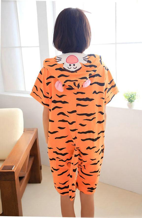 BuyTigger Pajamas Onesie Hoodie Kigurumi Short Sleeve Costume Now Cheaper With 3 - 5 Days Ship - PajamasBuy