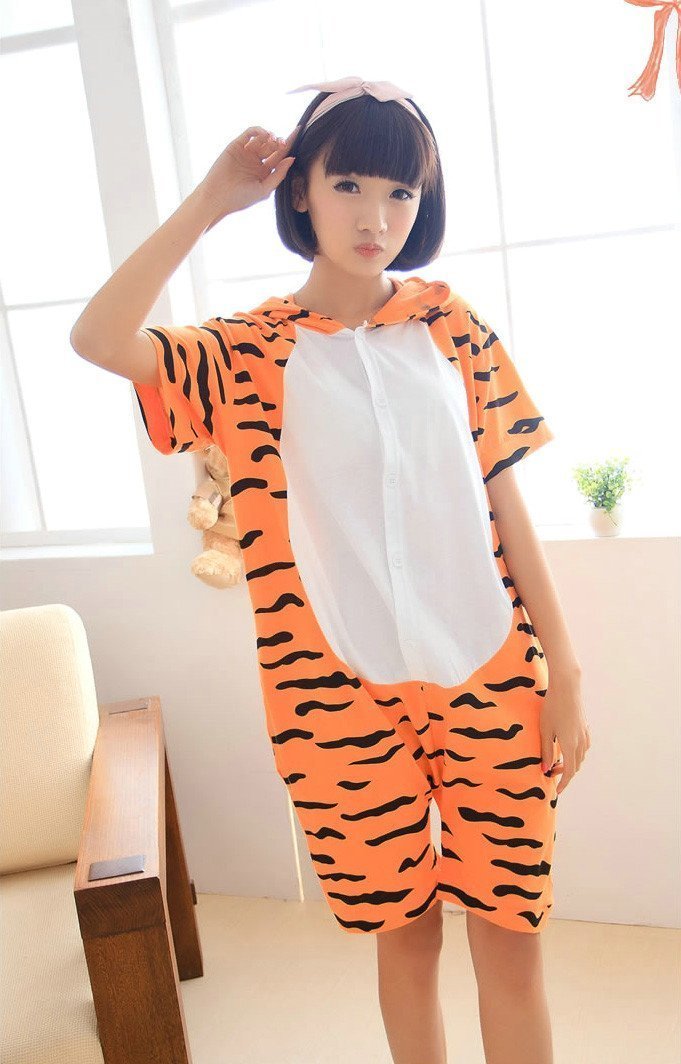 BuyTigger Pajamas Onesie Hoodie Kigurumi Short Sleeve Costume Now Cheaper With 3 - 5 Days Ship - PajamasBuy