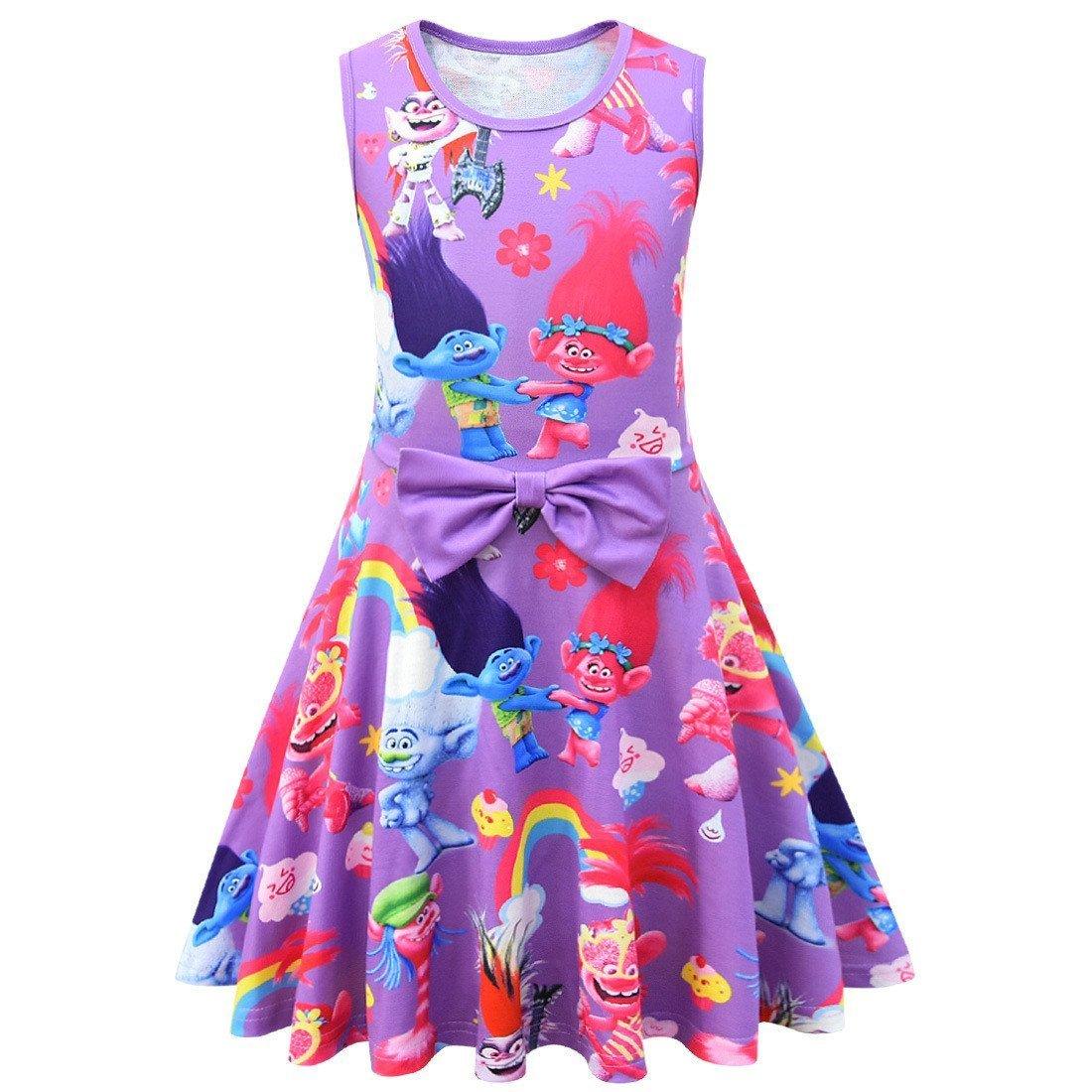 Trolls 2 Kids Sleeveless Cartoon Vest Skirt Printed Princess Party Dress - Pajamasbuy