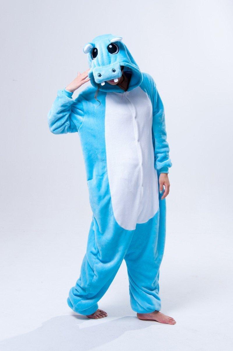 Unisex Adult Hippo Onesies Hoodie kigurumi Costume Pajamas - Pajamasbuy