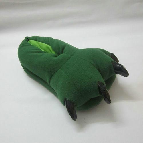 BuyUnisex Animal Dinosaur green cosplay Kigurumi fleece slippers shoes Now Cheaper With 3 - 5 Days Ship - PajamasBuy