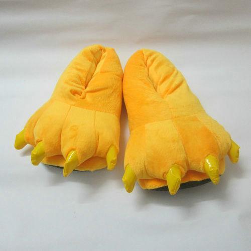 Unisex Animal Pikachu yellow cosplay Kigurumi fleece slippers shoes - Pajamasbuy