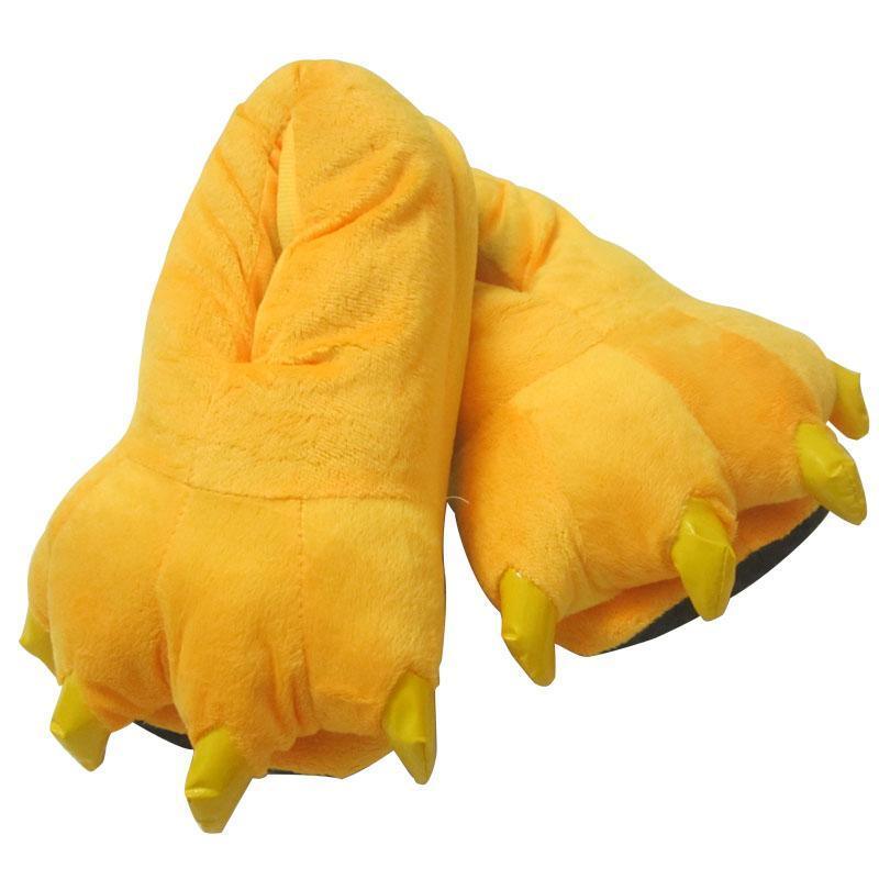 Unisex Animal Pikachu yellow cosplay Kigurumi fleece slippers shoes - Pajamasbuy