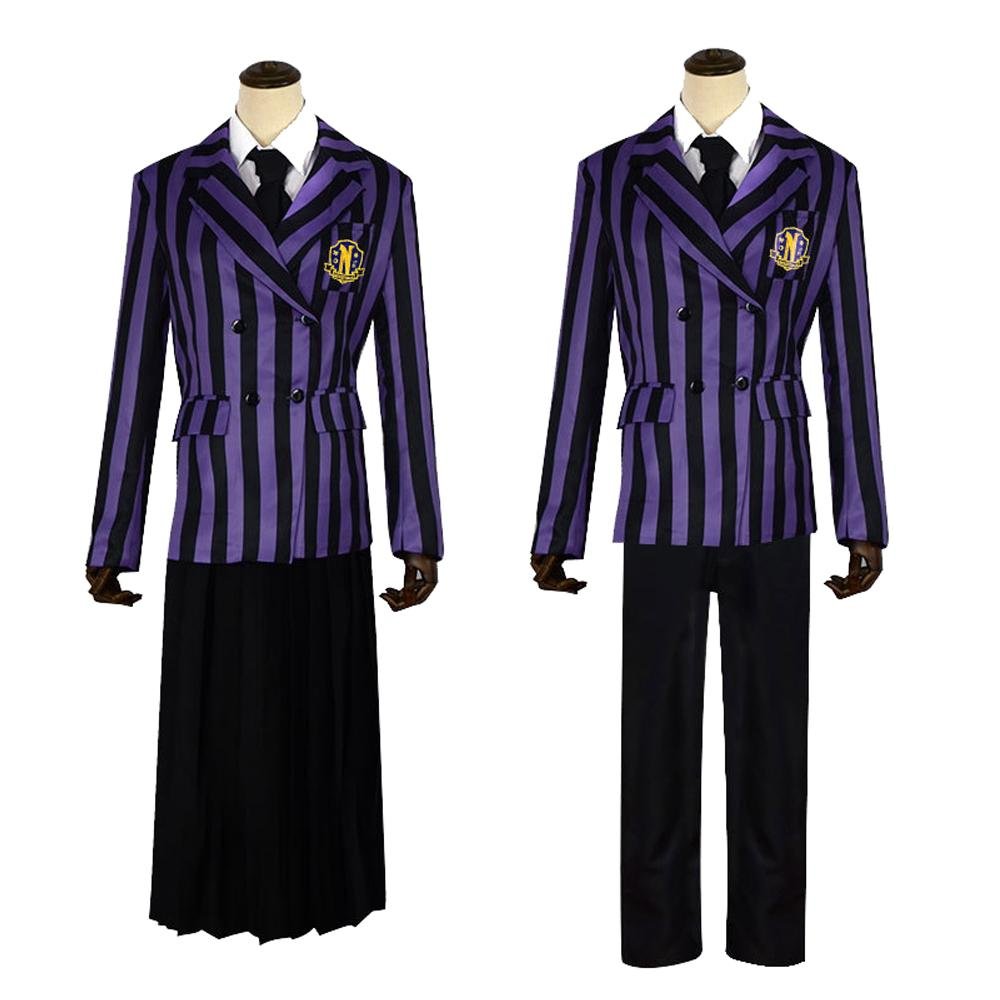 BuyWednesday Costume The Addams Family Cosplay Costumes Purple Skirt Suit For Adult Now Cheaper With 3 - 5 Days Ship - PajamasBuy