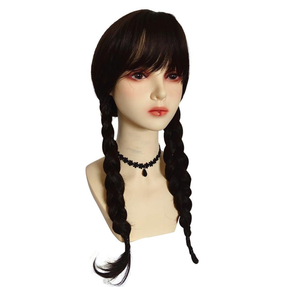 BuyWednesday Wig The Addams Family Cosplay Black Double Ponytail Braid Wig For Adult Now Cheaper With 3 - 5 Days Ship - PajamasBuy