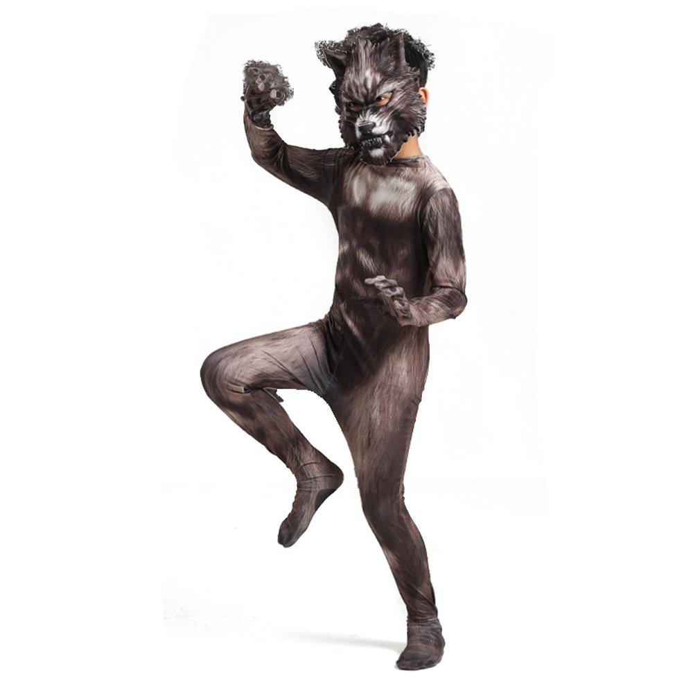 BuyWerewolf Kid costume scary Halloween 3D Zentai Bodysuit Now Cheaper With 3 - 5 Days Ship - PajamasBuy