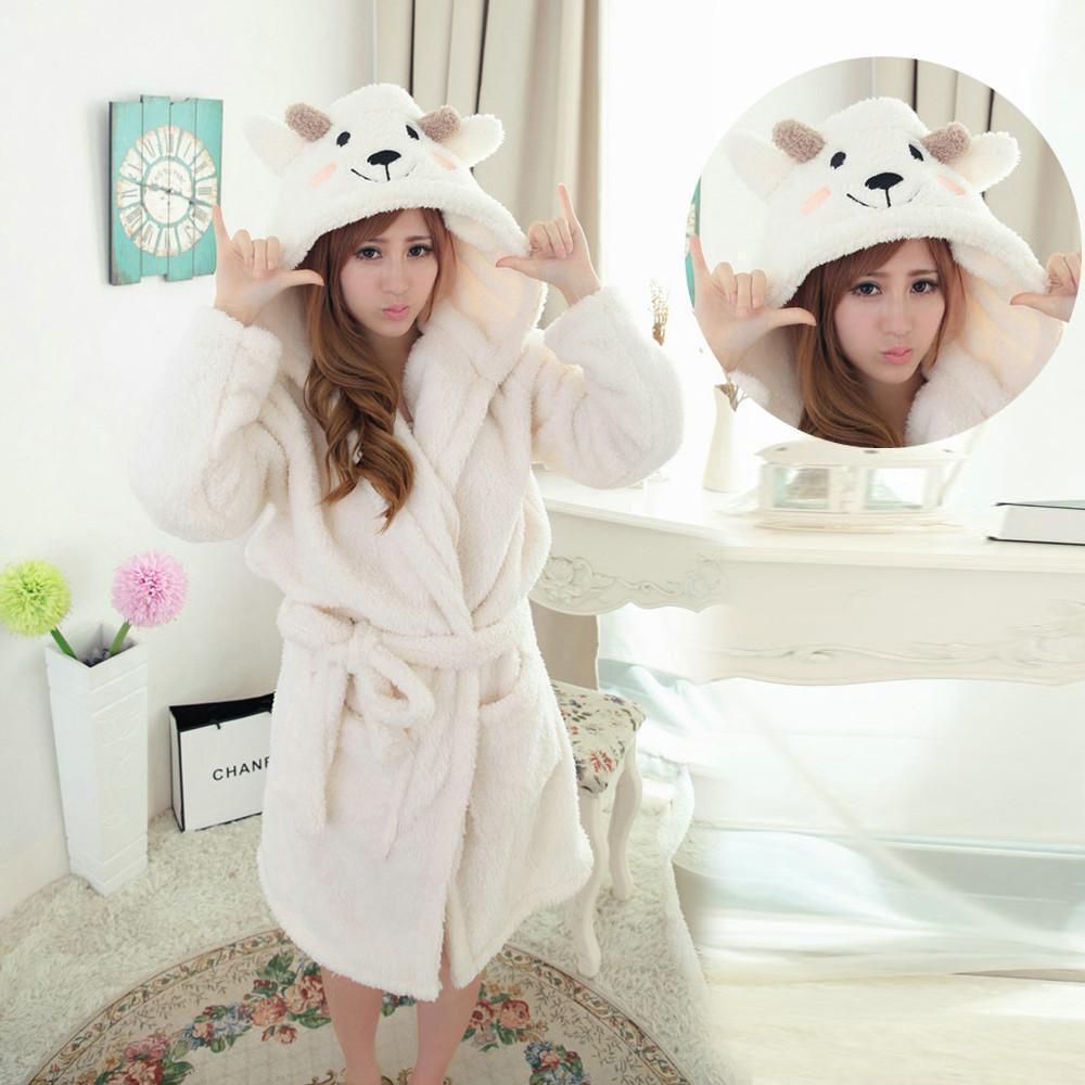 White Sheep Pajamas Winter Onesie Coral Fleece Kigurumi Robe - Pajamasbuy