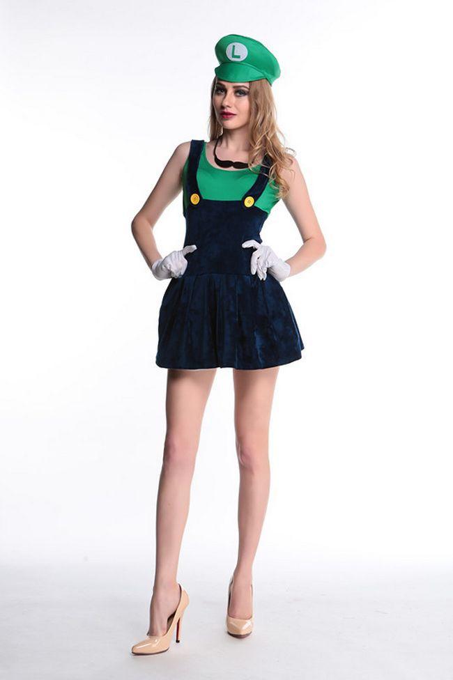 BuyWomen Adult Super Mario Luigi Brothers Plumber Dress Cosplay Costumes Now Cheaper With 3 - 5 Days Ship - PajamasBuy