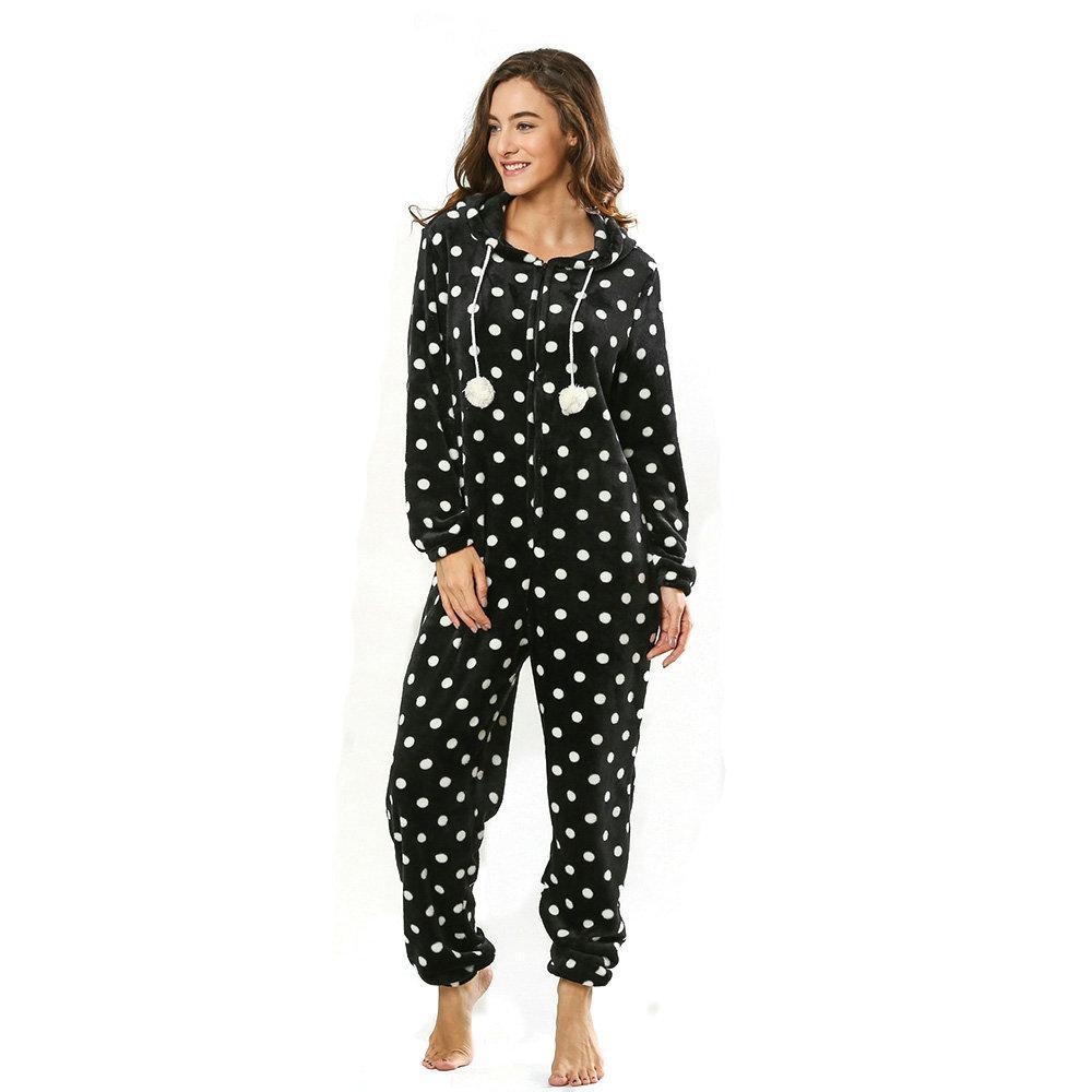 BuyWomen Dot Pattern Hoodie women jumpsuits onesies Onesies Pajamas Sleepwear Now Cheaper With 3 - 5 Days Ship - PajamasBuy