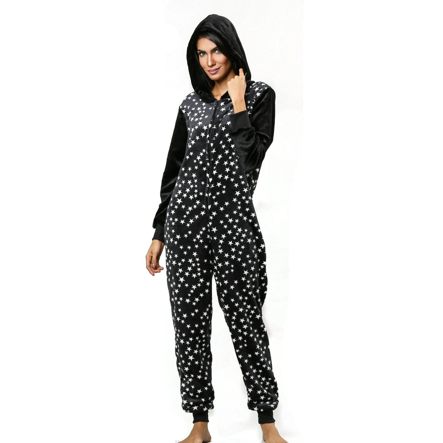 BuyWomen Star Print Hoodie Womens jumpsuits onesies Onesies Pajamas Sleepwear Now Cheaper With 3 - 5 Days Ship - PajamasBuy