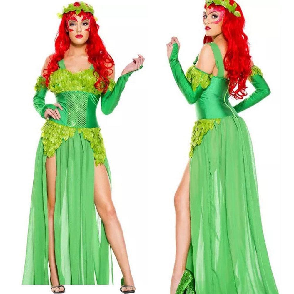 Women's Deuxe Poison lvy Costume long dress Halloween - Pajamasbuy