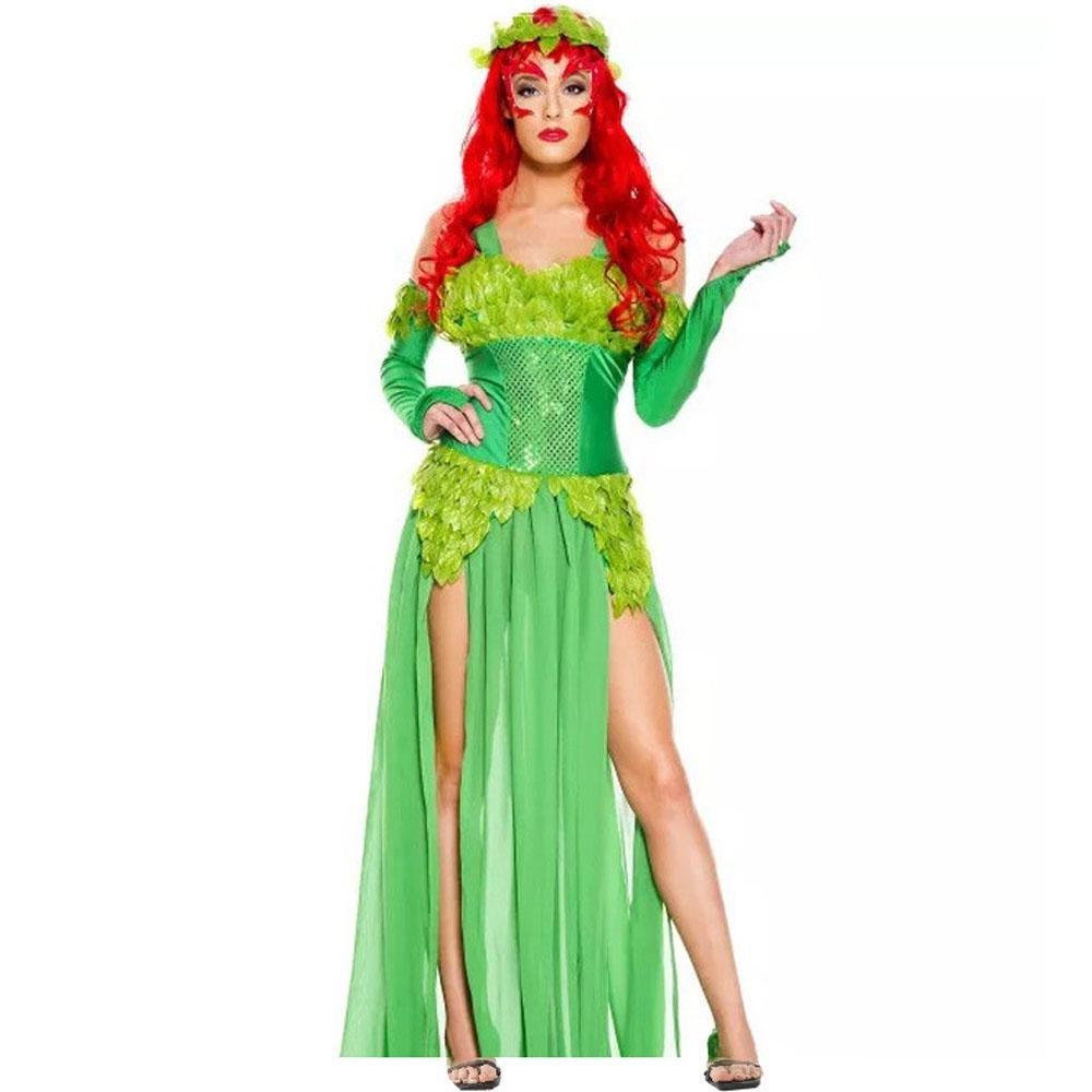 Women's Deuxe Poison lvy Costume long dress Halloween - Pajamasbuy