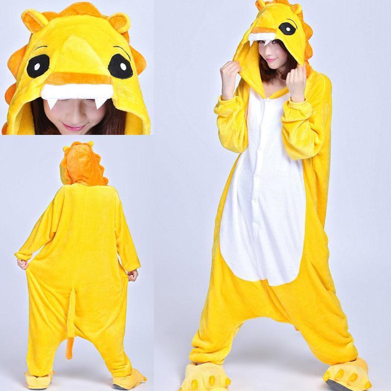 BuyYellow Lion Onesies Hoodie Pajamas Animal Costume Kigurumi Now Cheaper With 3 - 5 Days Ship - PajamasBuy